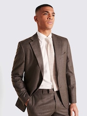 MOSS x Barberis Brown Tailored Fit Plain Flannel Suit Jacket - Image 1 of 5