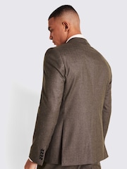 MOSS x Barberis Brown Tailored Fit Plain Flannel Suit Jacket - Image 3 of 5