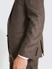 MOSS x Barberis Brown Tailored Fit Plain Flannel Suit Jacket - Image 5 of 5