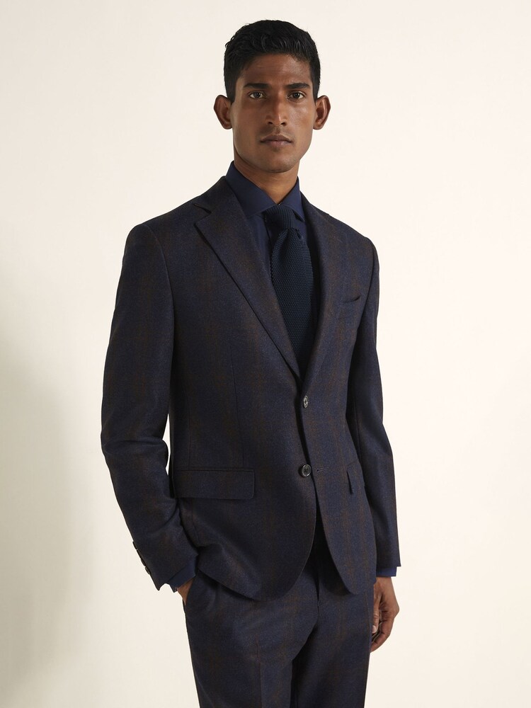 MOSS x Barberis Blue Tailored Fit Check Jacket - Image 2 of 5