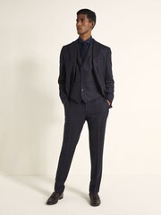 MOSS x Barberis Blue Tailored Fit Check Jacket - Image 3 of 5