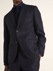 MOSS x Barberis Blue Tailored Fit Check Jacket - Image 4 of 5