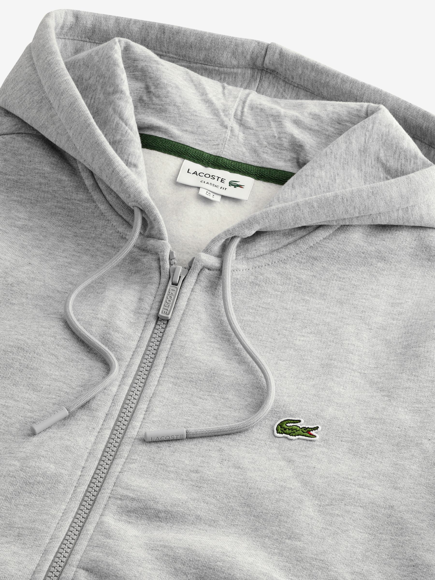 Grey Lacoste Zip Up Hoodie