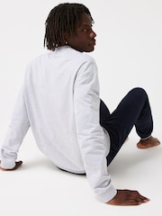 Lacoste Large Grey Croc Effect Logo Lounge Sweatshirt - Image 2 of 4