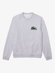 Lacoste Large Grey Croc Effect Logo Lounge Sweatshirt - Image 4 of 4