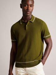 Ted Baker Maytain Short Sleeve Regular Textured Black Polo Shirt - Image 1 of 1