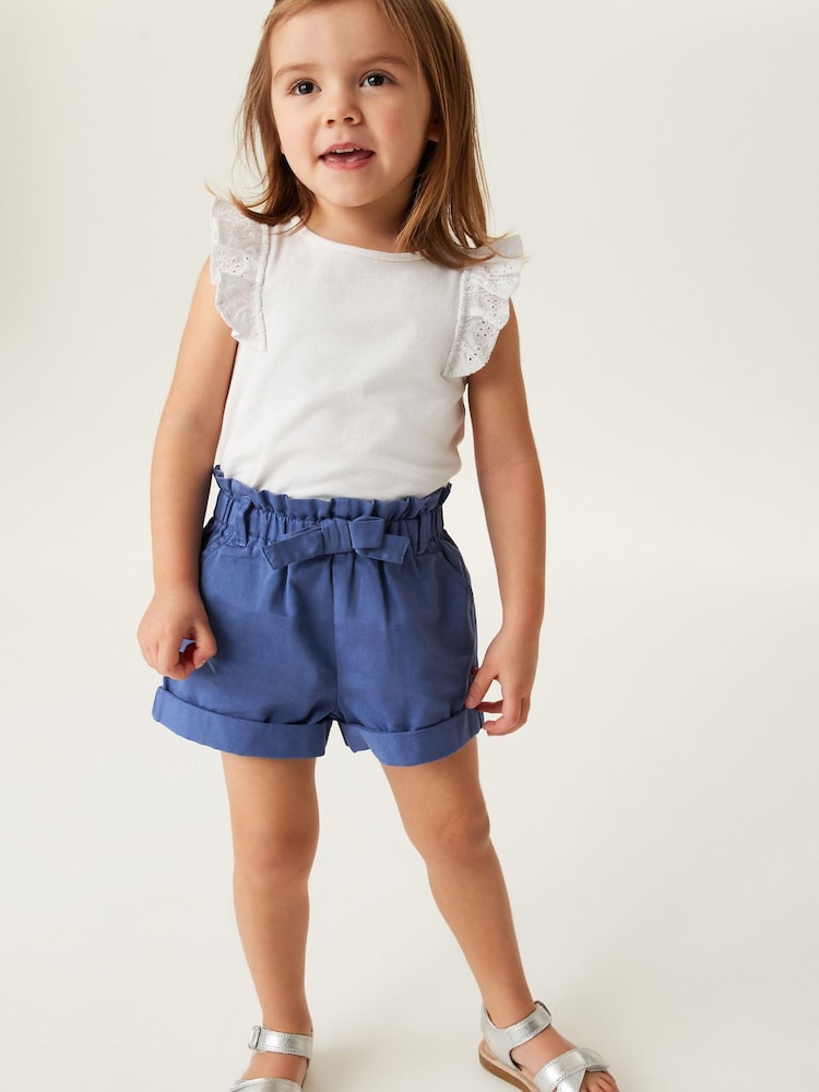 Navy Blue Chino Tie Belt Shorts (3mths-7yrs) - Image 2 of 6 Navy Blue Chino Tie Belt Shorts (3mths-7yrs) - Image 2 of 6