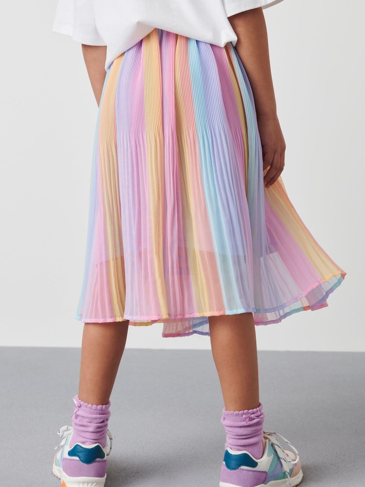 Rainbow Stripe Pleated Midi Skirt (3-16yrs) - Image 2 of 4 Rainbow Stripe Pleated Midi Skirt (3-16yrs) - Image 2 of 4