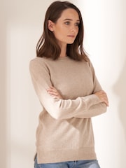 Truly oatmeal Cashmere Crew Jumper - Image 1 of 4