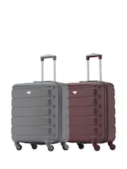 Flight Knight Charcoal + Burgundy EasyJet 56x45x25cm Overhead 4 Wheel ABS Hard Case Cabin Carry On Suitcase Set Of 2 - Image 1 of 3