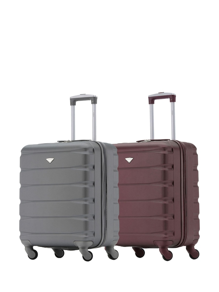 Flight Knight Charcoal + Burgundy EasyJet 56x45x25cm Overhead 4 Wheel ABS Hard Case Cabin Carry On Suitcase Set Of 2 - Image 1 of 3