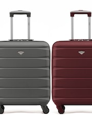 Flight Knight Charcoal + Burgundy EasyJet 56x45x25cm Overhead 4 Wheel ABS Hard Case Cabin Carry On Suitcase Set Of 2 - Image 2 of 3