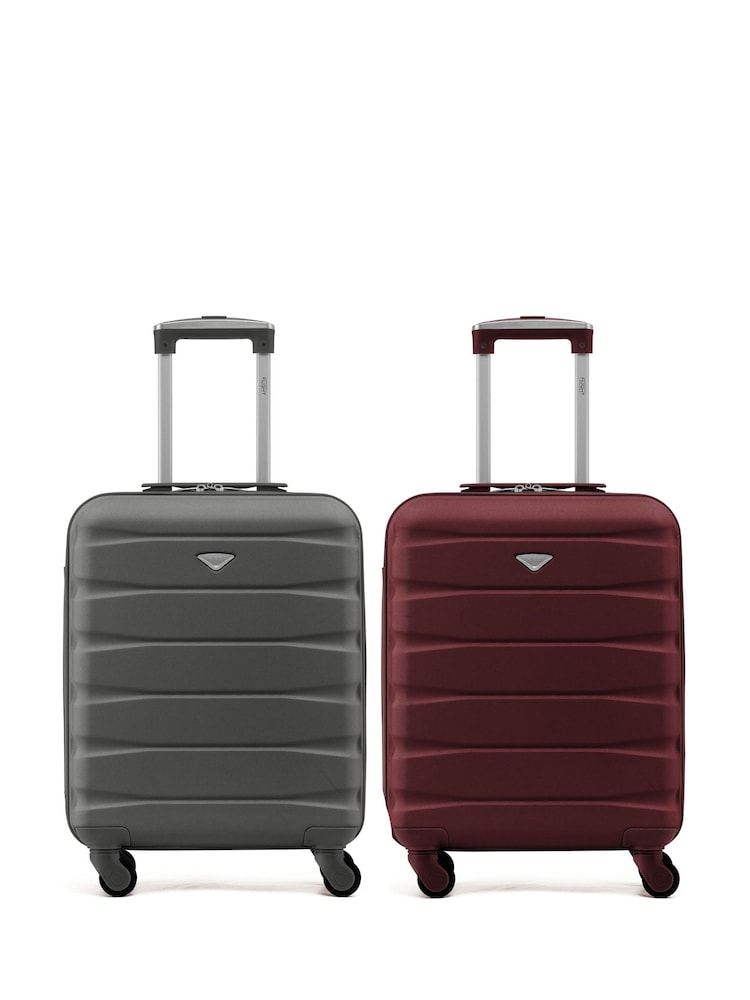 Antracita + Burdeos - Juego de 2 maletas de cabina rígidas de 4 ruedas de 55x40x20cm para prioridad de Ryanair de Flight Knight - Imagen 2 de 8 Antracita + Burdeos - Juego de 2 maletas de cabina rígidas de 4 ruedas de 55x40x20cm para prioridad de Ryanair de Flight Knight - Imagen 2 de 8