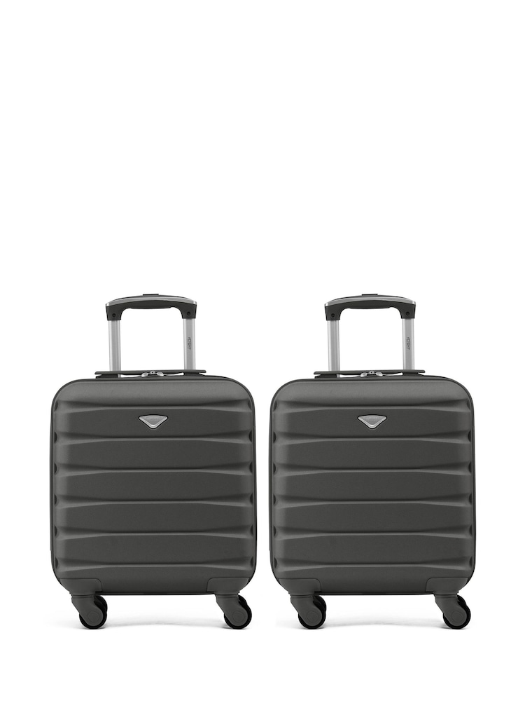 Antracita + Antracita - Set de 2 maletas con diseño rígido de cabina con 4 ruedas de 45x36x20 cm para colocar bajo el asiento Easyjet de Flight Knight - Imagen 2 de 10 Antracita + Antracita - Set de 2 maletas con diseño rígido de cabina con 4 ruedas de 45x36x20 cm para colocar bajo el asiento Easyjet de Flight Knight - Imagen 2 de 10