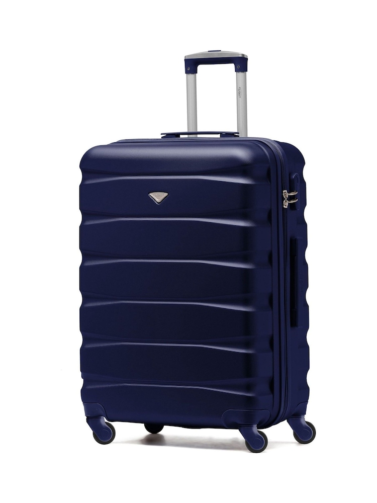 Flight Knight Navy Medium Hardcase Lightweight Check In Suitcase With 4 Wheels - Image 1 of 5 Flight Knight Navy Medium Hardcase Lightweight Check In Suitcase With 4 Wheels - Image 1 of 5