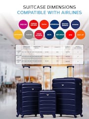 Flight Knight Navy Medium Hardcase Lightweight Check In Suitcase With 4 Wheels - Image 4 of 5