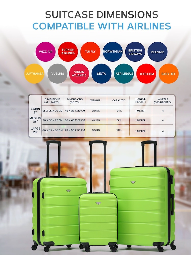 Flight Knight Green/Black Flight Knight Medium Hardcase Lightweight Check In Suitcase With 4 Wheels - Image 5 of 5