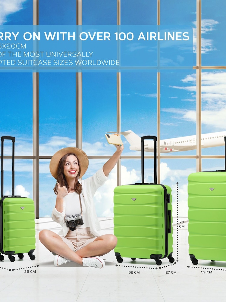 Flight Knight Green/Black Medium Hardcase Lightweight Check In Suitcase With 4 Wheels - Image 7 of 7