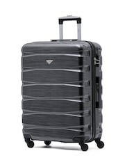 Flight Knight Grey/Black Gloss Medium Hardcase Lightweight Check In Suitcase With 4 Wheels - Image 1 of 7