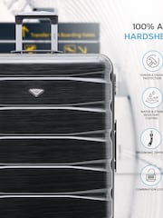 Flight Knight Grey/Black Gloss Medium Hardcase Lightweight Check In Suitcase With 4 Wheels - Image 2 of 7