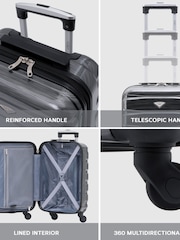 Flight Knight Grey/Black Gloss Medium Hardcase Lightweight Check In Suitcase With 4 Wheels - Image 5 of 7