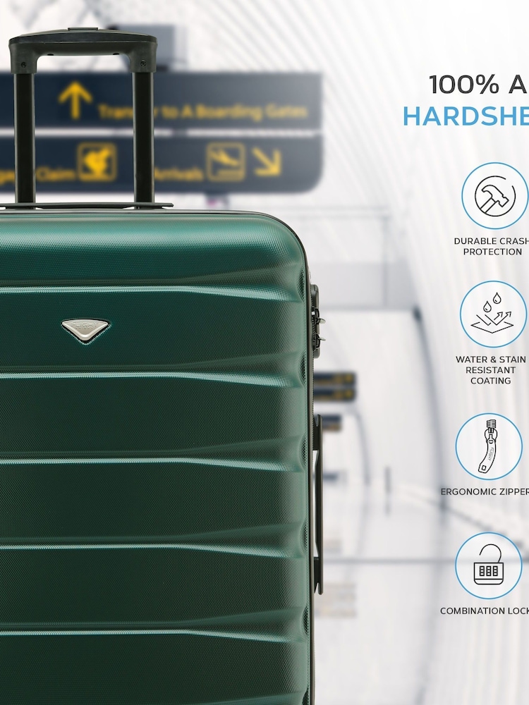 Flight Knight Forest Green/Black Medium Hardcase Lightweight Check In Suitcase With 4 Wheels - Image 2 of 7