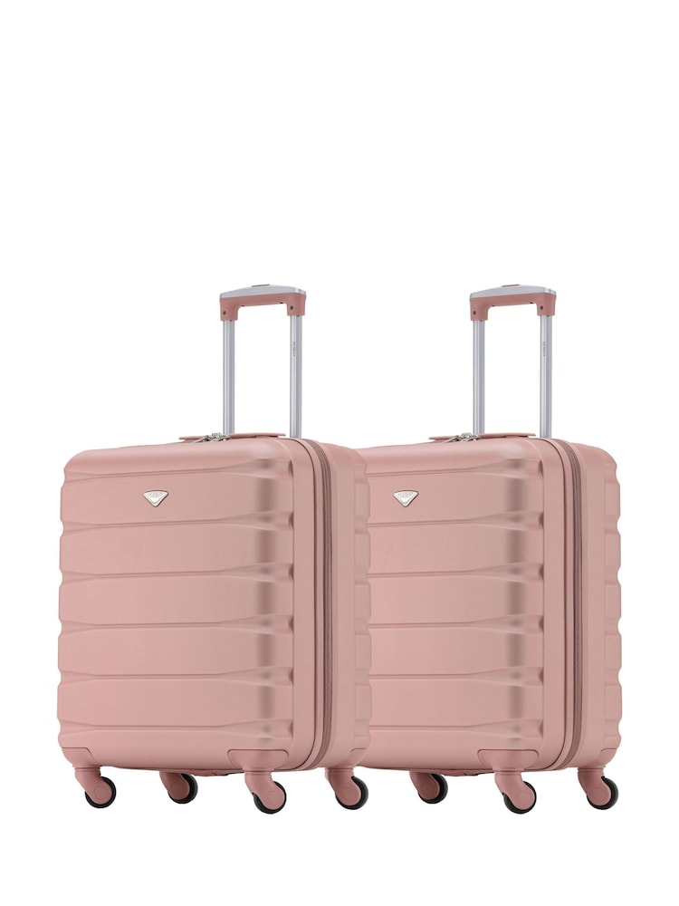 Flight Knight Rose Gold + Rose Gold Easy Jet 56x45x25cm Overhead 4 Wheel ABS Hard Case Cabin Carry On Suitcase Set Of 2 - Image 1 of 4