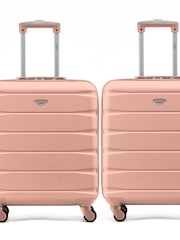 Flight Knight Rose Gold + Rose Gold Easy Jet 56x45x25cm Overhead 4 Wheel ABS Hard Case Cabin Carry On Suitcase Set Of 2 - Image 2 of 4