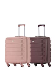 Flight Knight Rose Gold + Burgundy EasyJet 56x45x25cm Overhead 4 Wheel ABS Hard Case Cabin Carry On Suitcase Set Of 2 - Image 1 of 9