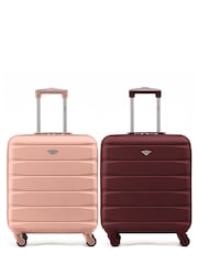 Flight Knight Rose Gold + Burgundy EasyJet 56x45x25cm Overhead 4 Wheel ABS Hard Case Cabin Carry On Suitcase Set Of 2 - Image 2 of 9