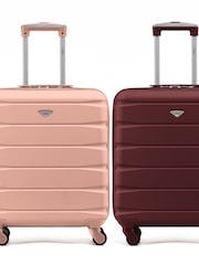 Flight Knight Rose Gold + Burgundy EasyJet 56x45x25cm Overhead 4 Wheel ABS Hard Case Cabin Carry On Suitcase Set Of 2 - Image 3 of 9
