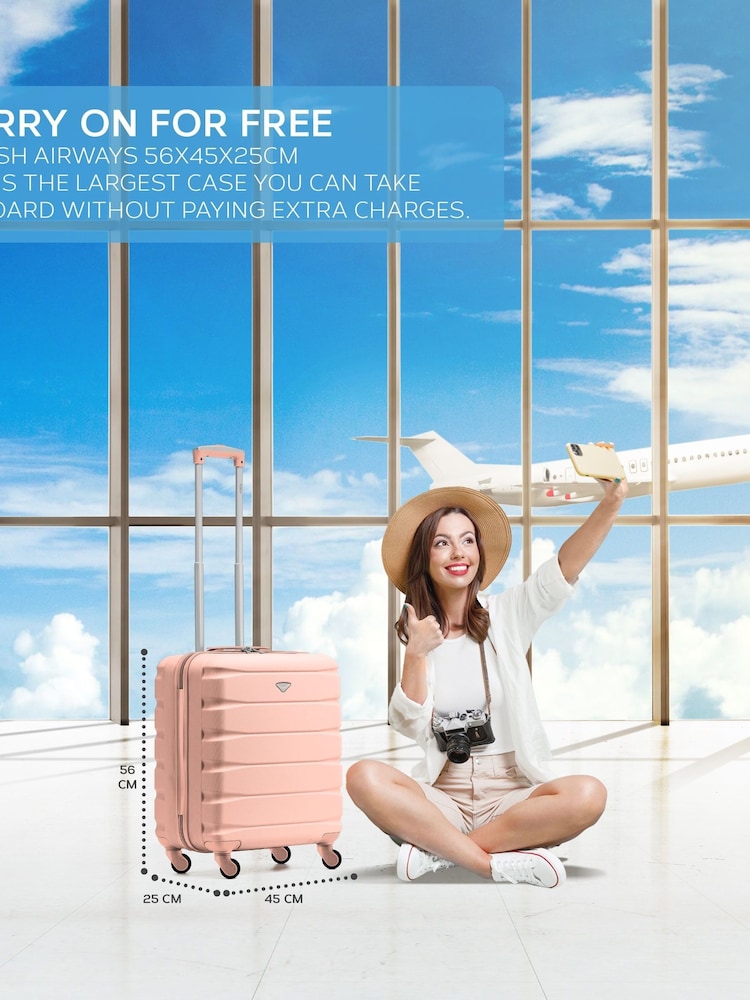 Flight Knight Rose Gold + Burgundy EasyJet 56x45x25cm Overhead 4 Wheel ABS Hard Case Cabin Carry On Suitcase Set Of 2 - Image 9 of 9