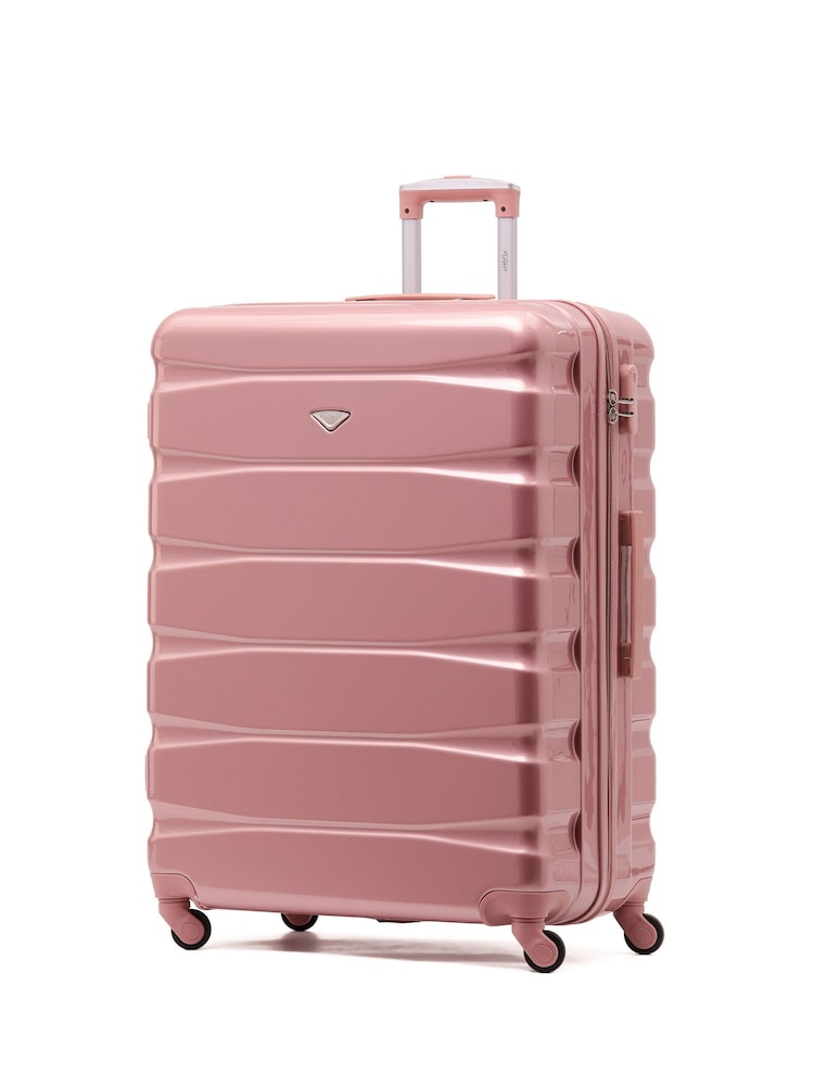 Or rose brillant - Grande valise à enregistrement légère Flight Knight avec 4 roues - Image 1 de 6