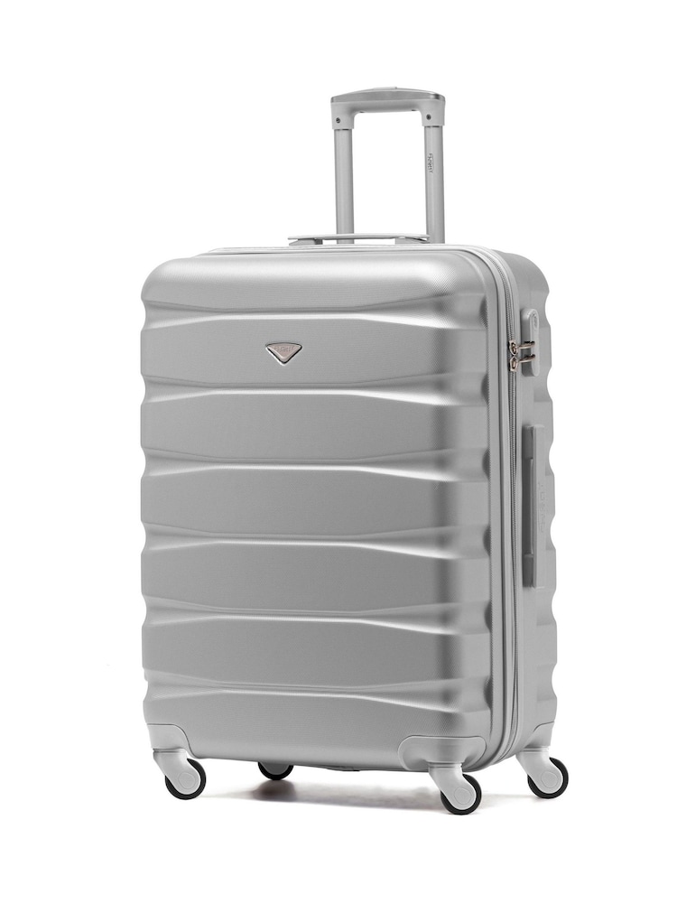 Flight Knight Silver Medium Hardcase Lightweight Check In Suitcase With 4 Wheels - Image 1 of 7