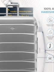 Flight Knight Silver Medium Hardcase Lightweight Check In Suitcase With 4 Wheels - Image 4 of 7