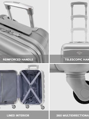 Flight Knight Silver Medium Hardcase Lightweight Check In Suitcase With 4 Wheels - Image 7 of 7