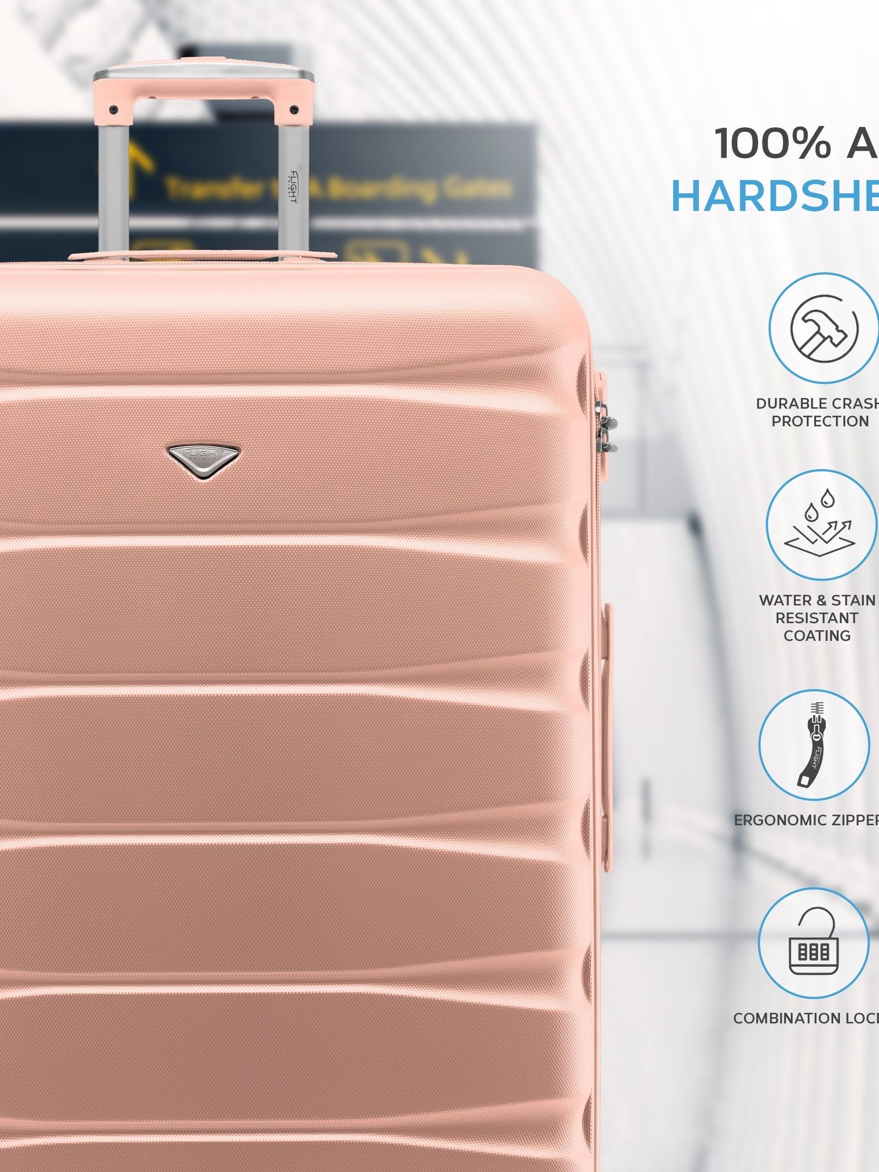 Buy Flight Knight Rose Gold Medium Hardcase Lightweight Check In Suitcase With 4 Wheels from the Next UK online shop