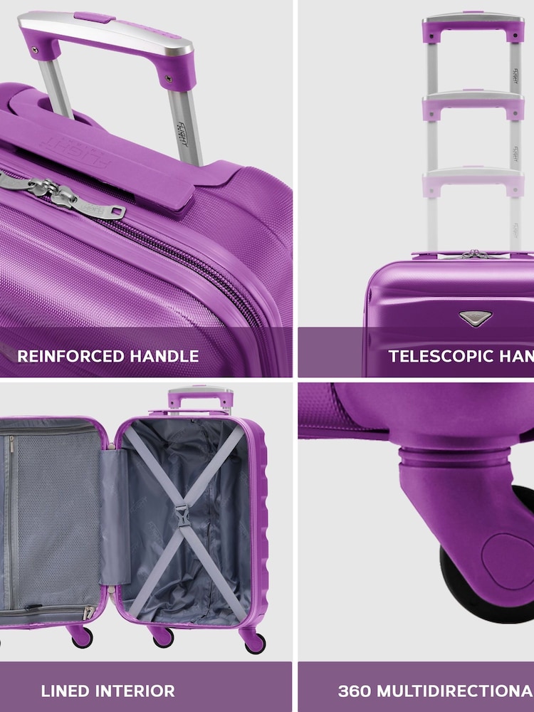 Flight Knight Purple Medium Hardcase Lightweight Check In Suitcase With 4 Wheels - Image 7 of 7