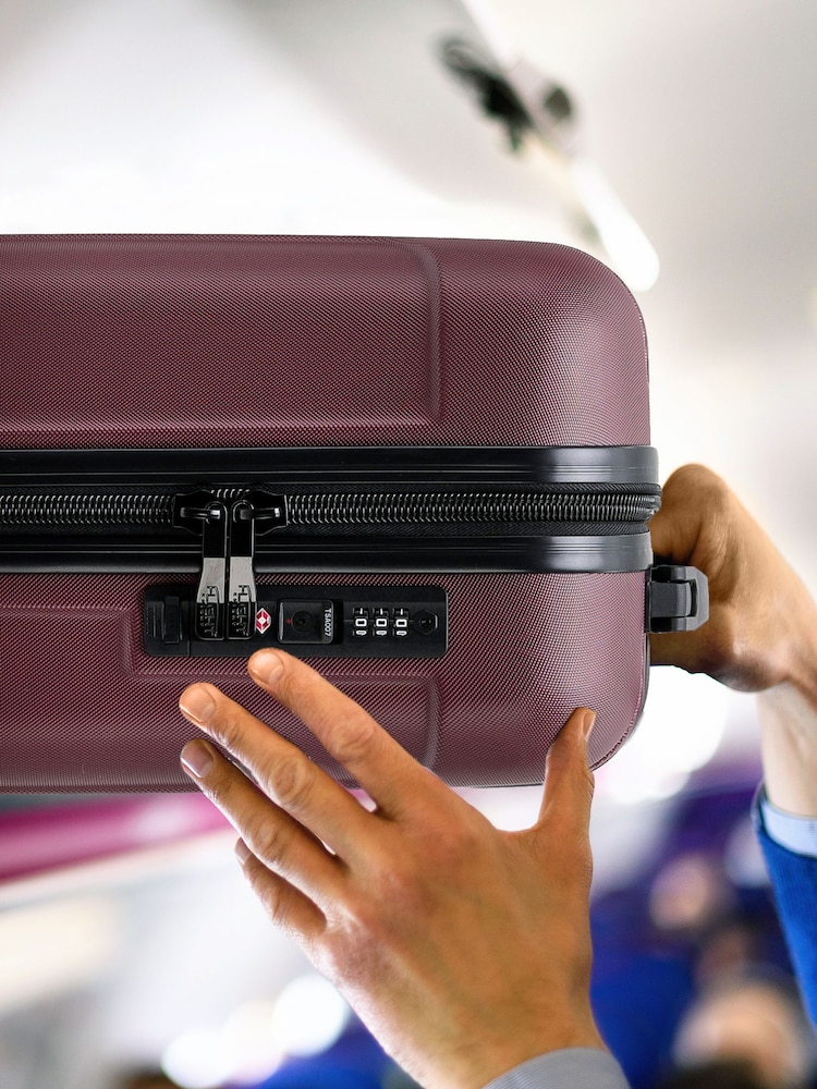 عنابي - حقيبة سفر كبيرة خفيفة صلبة 4 عجلات من Flight Knight - Image 4 of 4