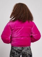 Juicy Couture Pink Velour Puffer Jacket - Image 2 of 8