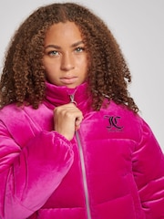 Juicy Couture Pink Velour Puffer Jacket - Image 3 of 8