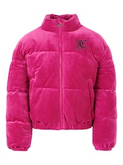 Juicy Couture Pink Velour Puffer Jacket - Image 5 of 8