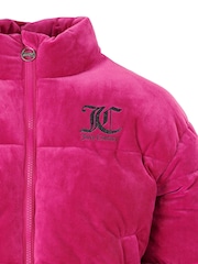 Juicy Couture Pink Velour Puffer Jacket - Image 8 of 8