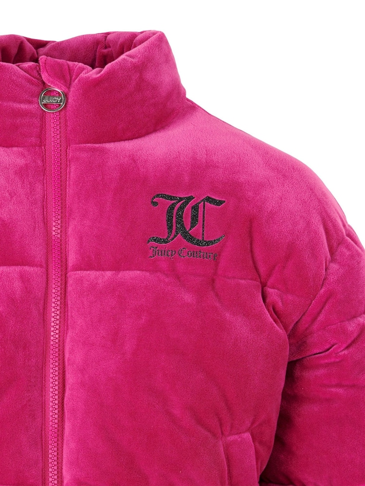 Juicy Couture Pink Velour Puffer Jacket - Image 8 of 8