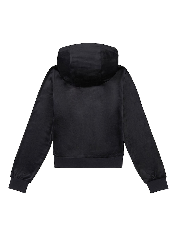 črna - Juicy Couture s kapuco in zadrgo iz velurja z vezenino Juicy Couture - Slika 2 iz 3