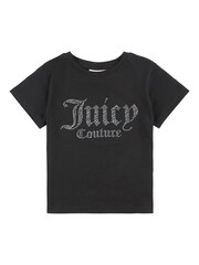 Negru - Tricou cu aplicații Mânecă scurtă diamanta Juicy Couture - Imaginea 1 din 1