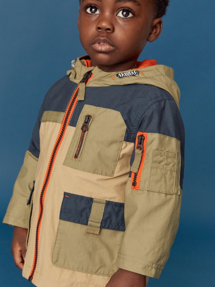 Neutral Colourblock Utility Shower Resistant Summer Coat (3mths-7yrs) - Image 1 of 9