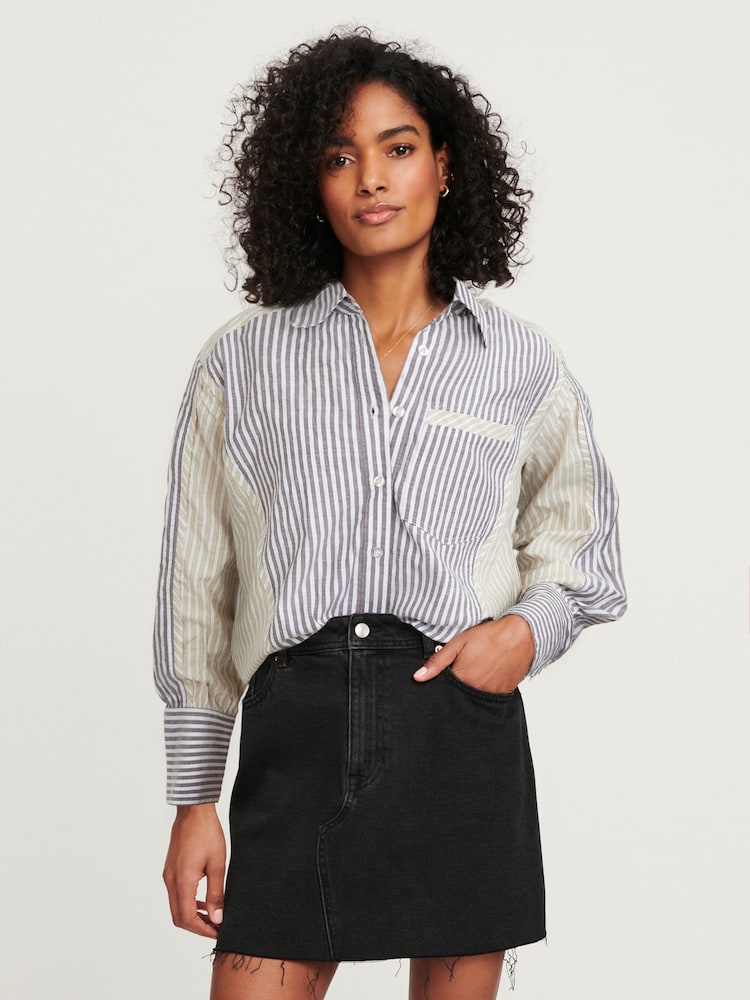Black Denim Raw Hem 100% Cotton Mini Skirt - Image 1 of 9