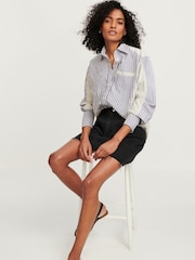 Black Denim Raw Hem 100% Cotton Mini Skirt - Image 3 of 9