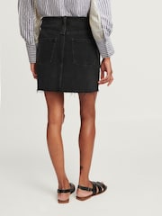 Black Denim Raw Hem 100% Cotton Mini Skirt - Image 6 of 9